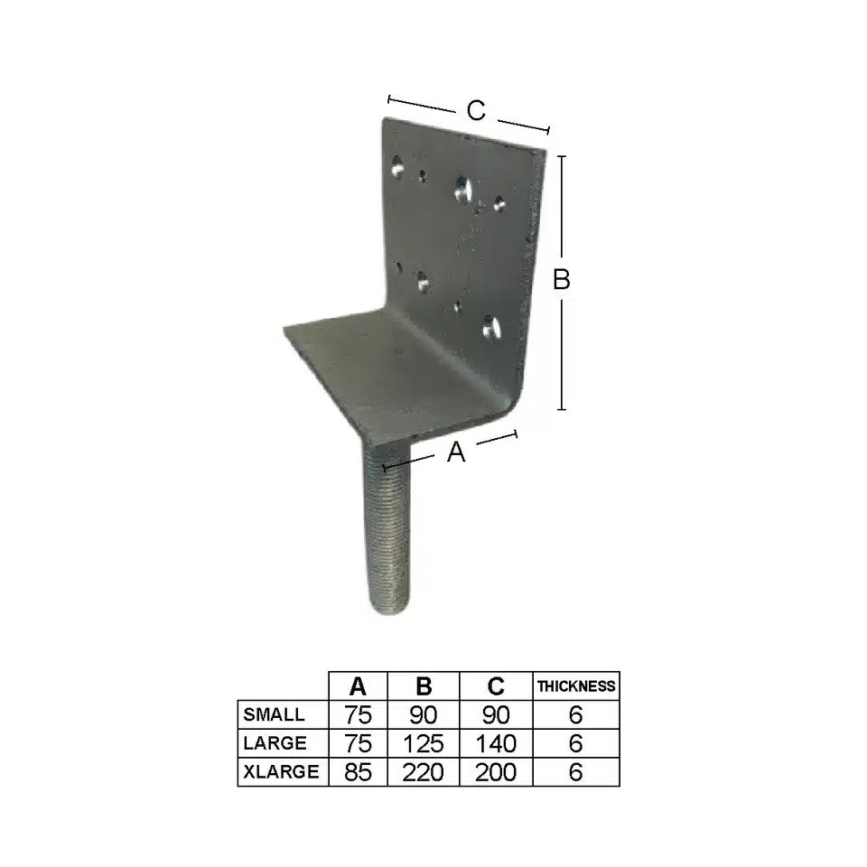 Vertical Configuration Adjustable House Stump Top Plate - multiple sizes