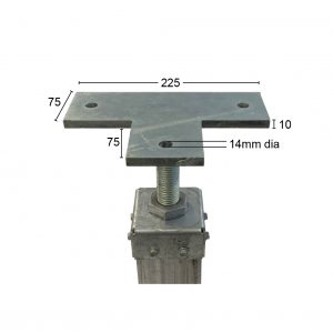 Tee top plate for adjustable house stump